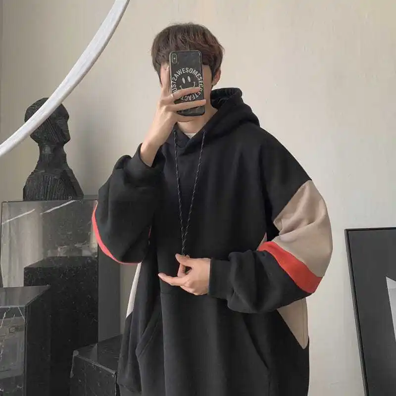 

Men hooded sweatshirt autumn trendy brand ins Hong Kong style 2024 new coat men's Korean style trendy loose and handsome clothes