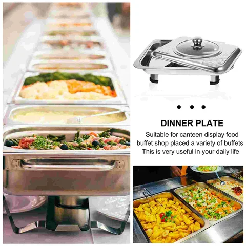 3 шт. Длинный прямоугольный поднос для буфета из нержавеющей стали, мармит, набор столовых принадлежностей, сервировочная тарелка со стеклянной крышкой, буфет на четырех ножках набор жаровен отзывы - №5