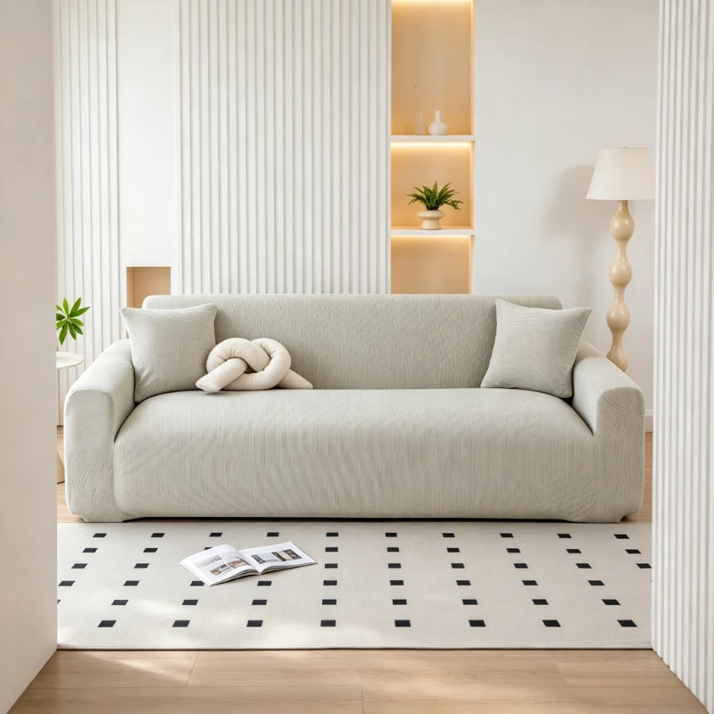 Stretch Soft Corduroy Sofa Cover Full Wrap,Thick Non-Slip Elastic Couch Protector Slipcover for 1/2/3/4 Seater, Machine Washable