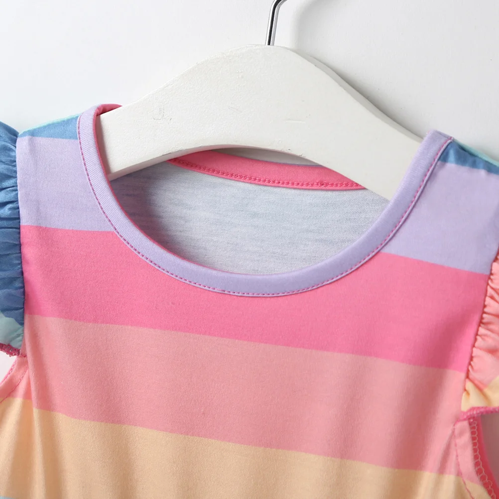 

Creative Design Perfect Workmanship Rainbow Stripe Dress for Kids Girls Summer Clothes Sleeveless Fashionable 100cm