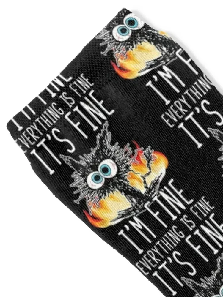 Its Fine Im Fine Everything Is Fine Funny shirt, Funny Cat Socks crazy Non-slip golf christmass gift Socks Women Men's