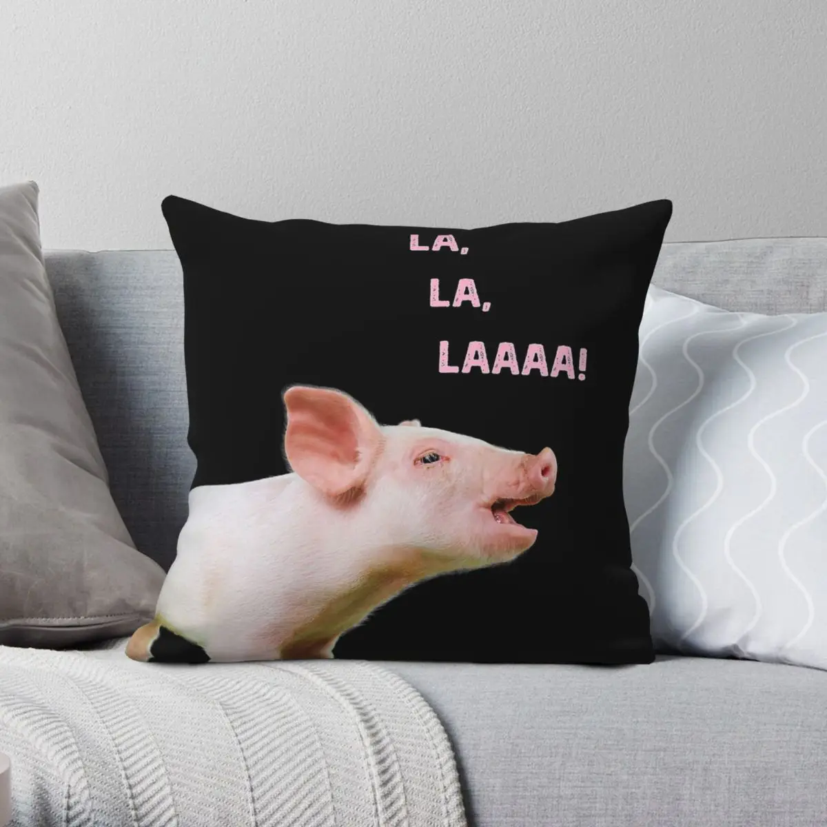 Piglet Singing Out La La LAAA Square Pillowcase Polyester Linen Velvet Creative Zip Decorative Pillow Case Car Cushion Cover