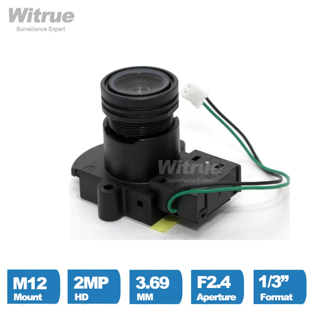 Obiektyw kamery HD Witrue CCTV 3.69mm 71080P Megapixel Mocowanie M12 Otwarcie F2.4 z filtrem IR Cut do kamer monitoringu i ochrony.