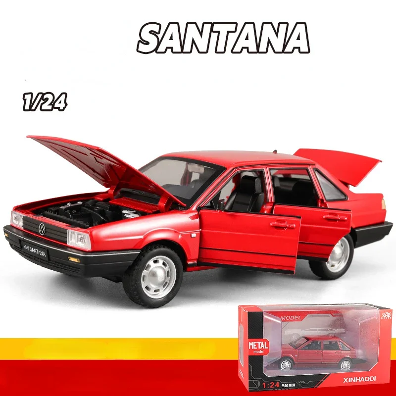 1:24 Volkswagen SANTANA Retro รถจําลองเสียงและแสงดึงกลับ Collectvie Diecast ของเล่นตกแต่งรถ C318