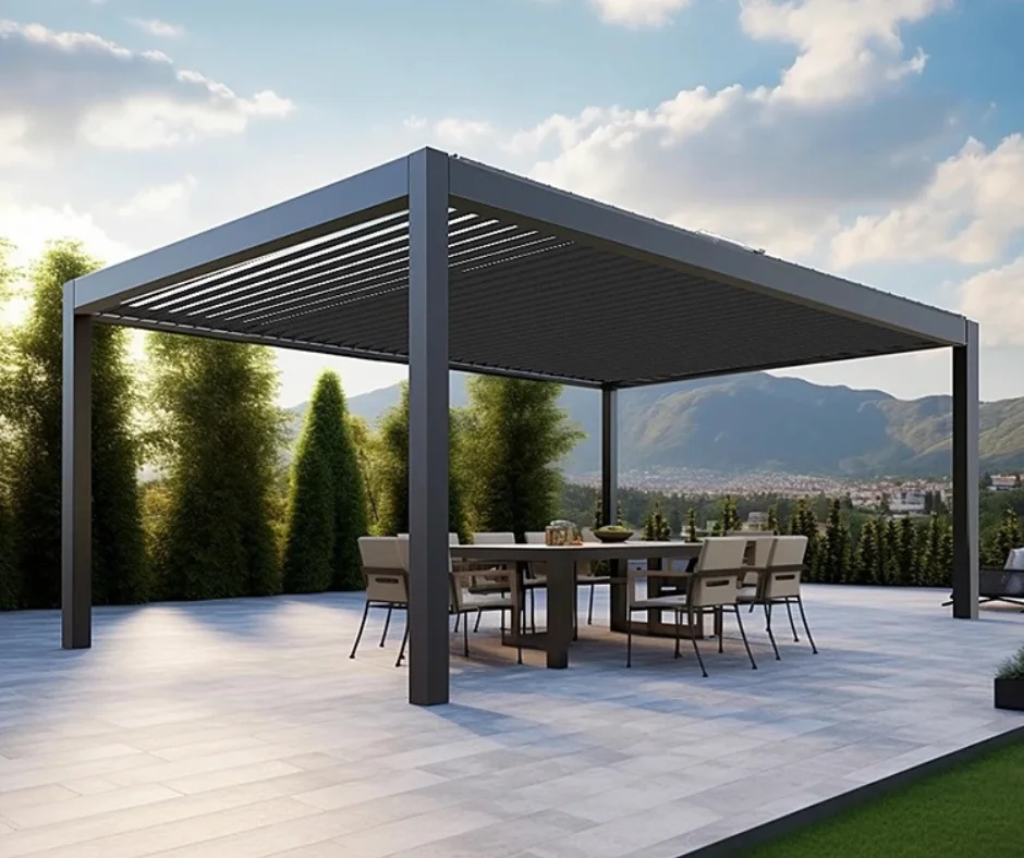 10*13FT altana zewnętrzna wodoodporna elektryczna żaluzja pergola dachowa zmotoryzowana aluminiowa pergola z zmotoryzowanym roletą