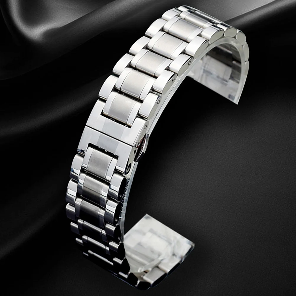 

Stainless Steel Watch Band Silver 22mm Durable Classic Replacement Strap Fashion Wristband Comfortable for Men Women