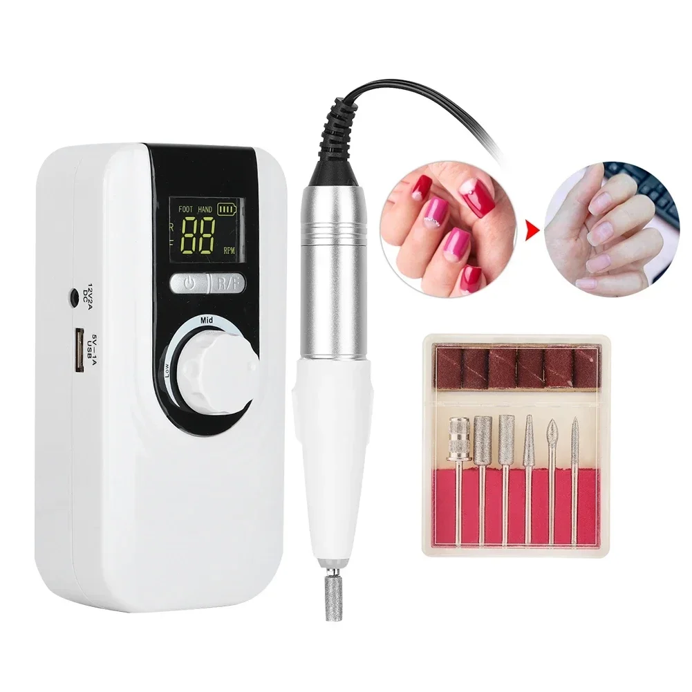 100-240V 35000Rpm Electric Nail Driller Machine Manicure Polishing Grinding Professional Nail Drill Carving Tool Rechargeable