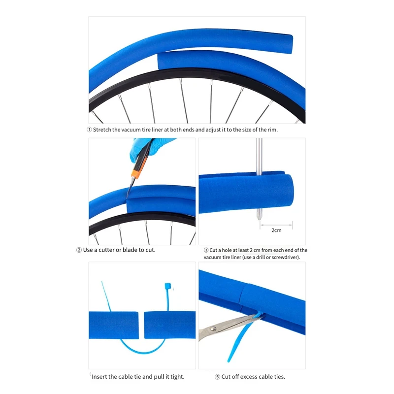 Bike Tubeless Tire Insert Bicycle Tyre Air Rim Liner Tube Protector Puncture Proof Vibration Dampening Durable Easy Install