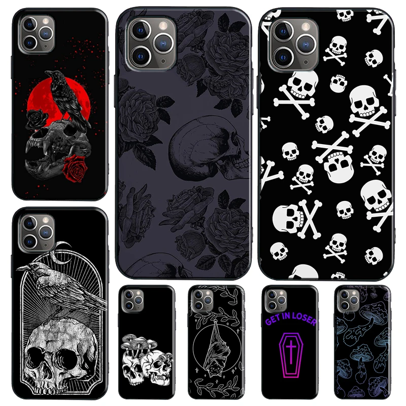 Skull Gothic Creepy Pastel GothสําหรับiPhone 16 15 14 13 12 11 Pro Max 12 13 Mini XR 15 16 Plus 16eฝาครอบCoque