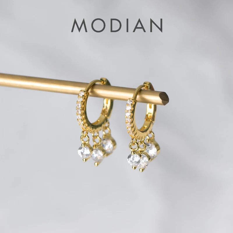 

Modian Fashion Luminous CZ Elegant Hoop Earring for Women Sterling Silver 925 Tassel Earring Korea Style Fine Jewelry Brincos