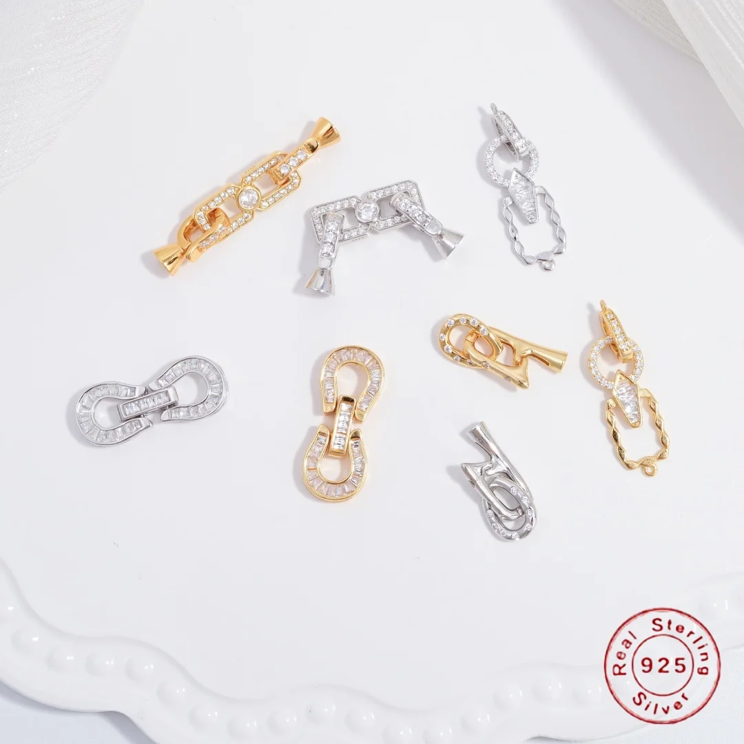 

Соединительная застежка неправильной формы из стерлингового серебра 925 пробы, подходит для жемчужных ожерелий и аксессуаров для изготовления ювелирных изделий своими руками SK132