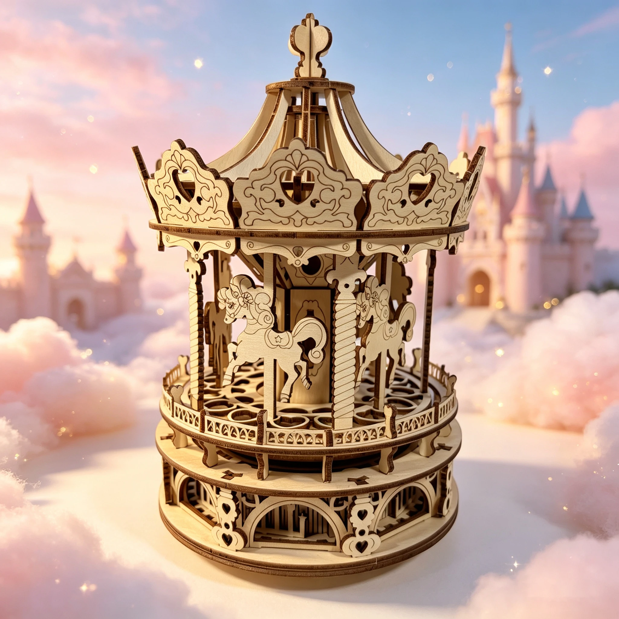 DIY Wooden Carousel 3D Puzzle Music Box Kit