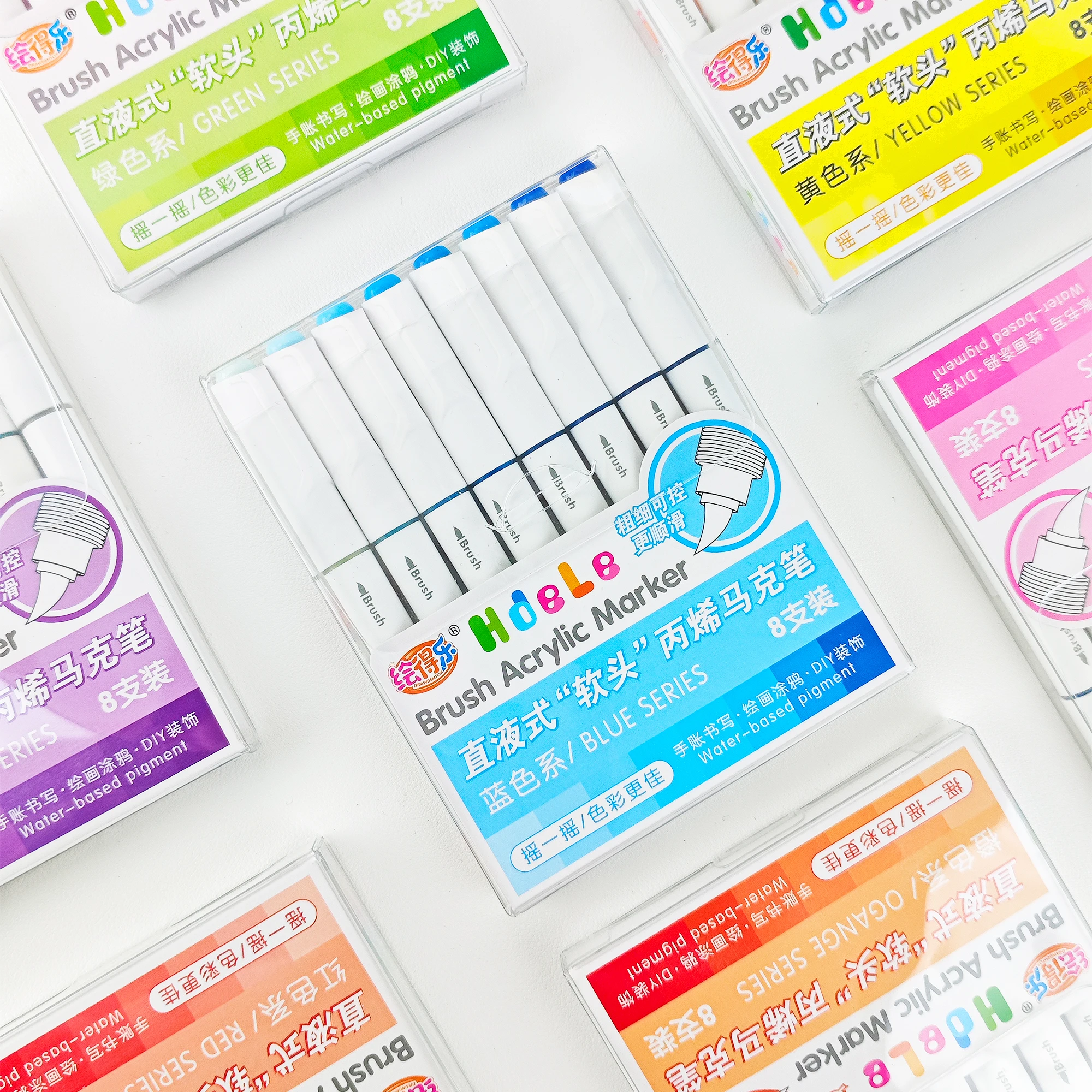 8-Color Direct Liquid Acrylic Markers, Soft-Tip Watercolor Pens, Stackable and Erasable Water-Based Drawing Pens, Elementary School Student Drawing Pen Set, Graffiti Coloring, Ceramic and Fabric Painting, DIY Crafts, Art Supplies, Student Gifts, Back-To-School Season & Teacher's Day Gifts