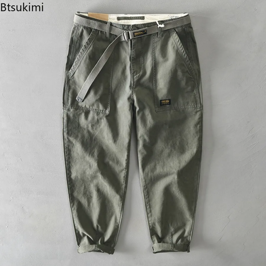 New Men's Spring Autumn100% Cotton Cargo Pants Casual Big Pocket Baggy Trousers Fashion Harajuku Streetwear Male Joggers Pants