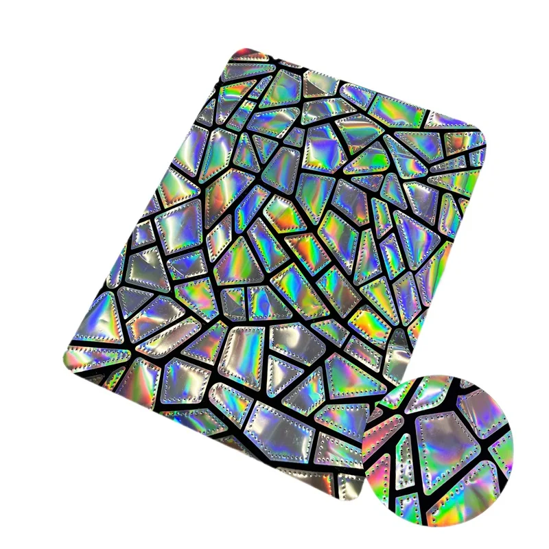 

1 ярд, серебряная красочная геометрическая алмазная лазерная блестка, бархатная ткань, африканская вышитая ткань для платьев, сценический костюм «сделай сам»