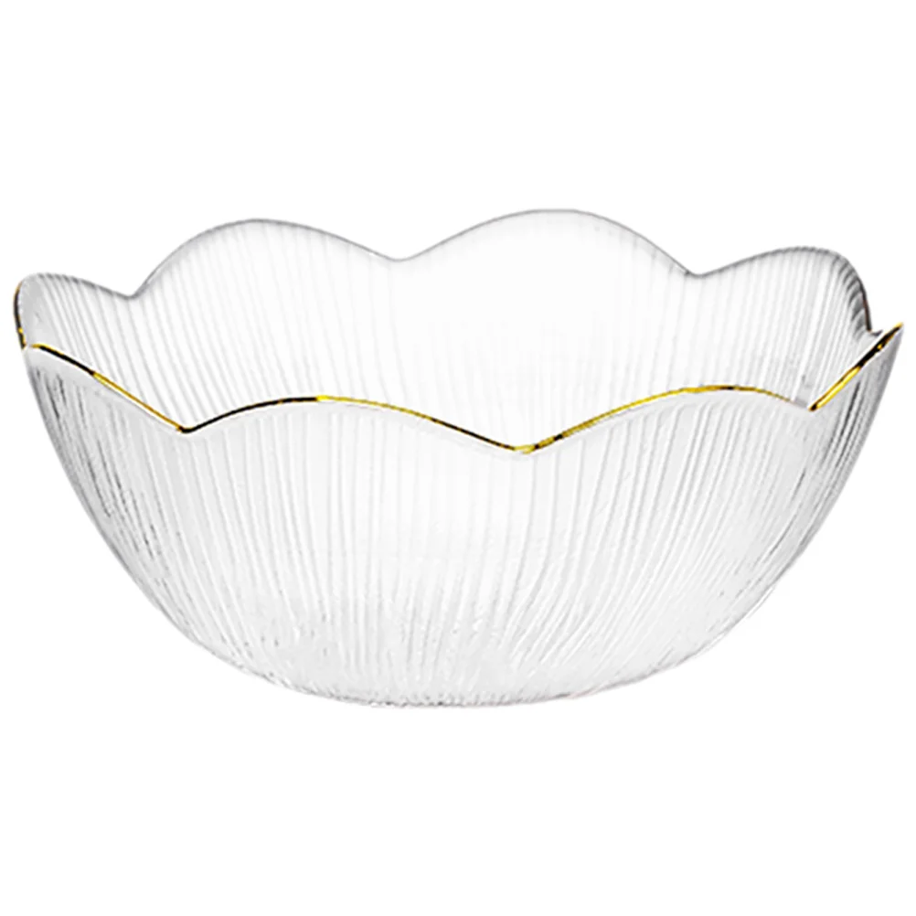 وعاء زجاجي ذو حافة ذهبية مكون من 3 قطع أوعية تقديم خلط شفافة للمطبخ إعداد سلطة الأرز المعكرونة تخزين المواد الغذائية