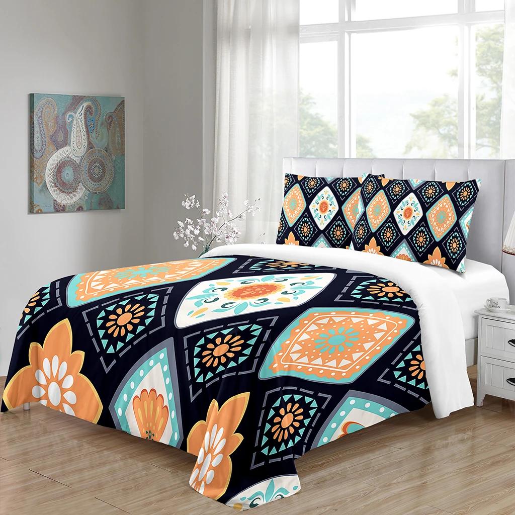 3D Geometric Pattern Ethiopian Moroccan Style Bed Set Three Piece Bedding Single Bed Double Bed 1 Duvet Cover 2 Pillowcases