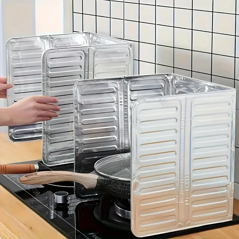 Kitchen Stir-Fry Oil Baffle Household Stove Anti-Splash Oil Baffle Gas Stove Aluminum Foil Heat Insulation Board Oil Baffle