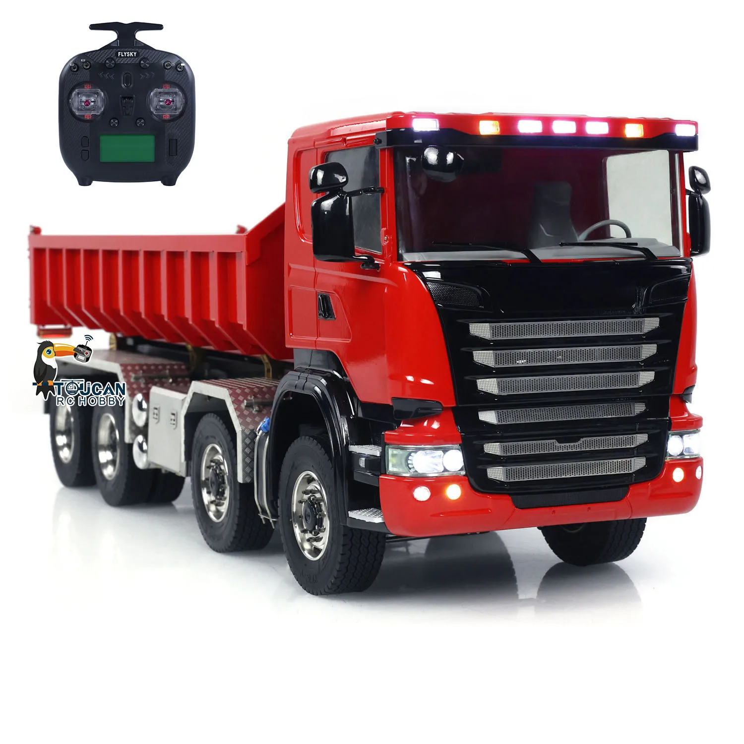 ON SALE 8x8 1/14 RC Hydraulic Dump Truck Metal Roll On Off Full Dumper Car Model Sound Light 3-speed Transmission RC Toys