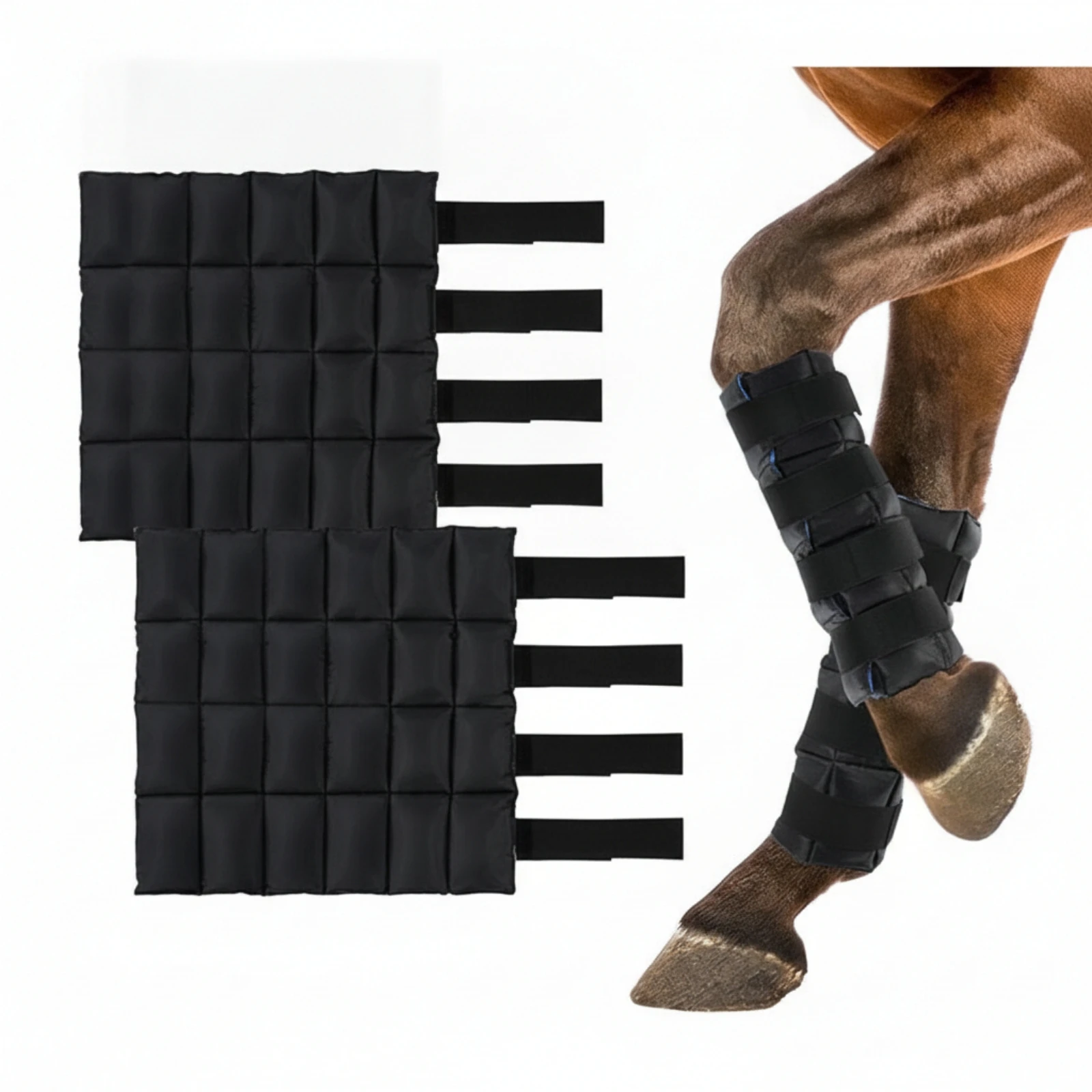 Horse Leg Ice Wrap Neoprene Cooling Pad Quilted Square Design Leg Wrap for Post Workout Stall Care