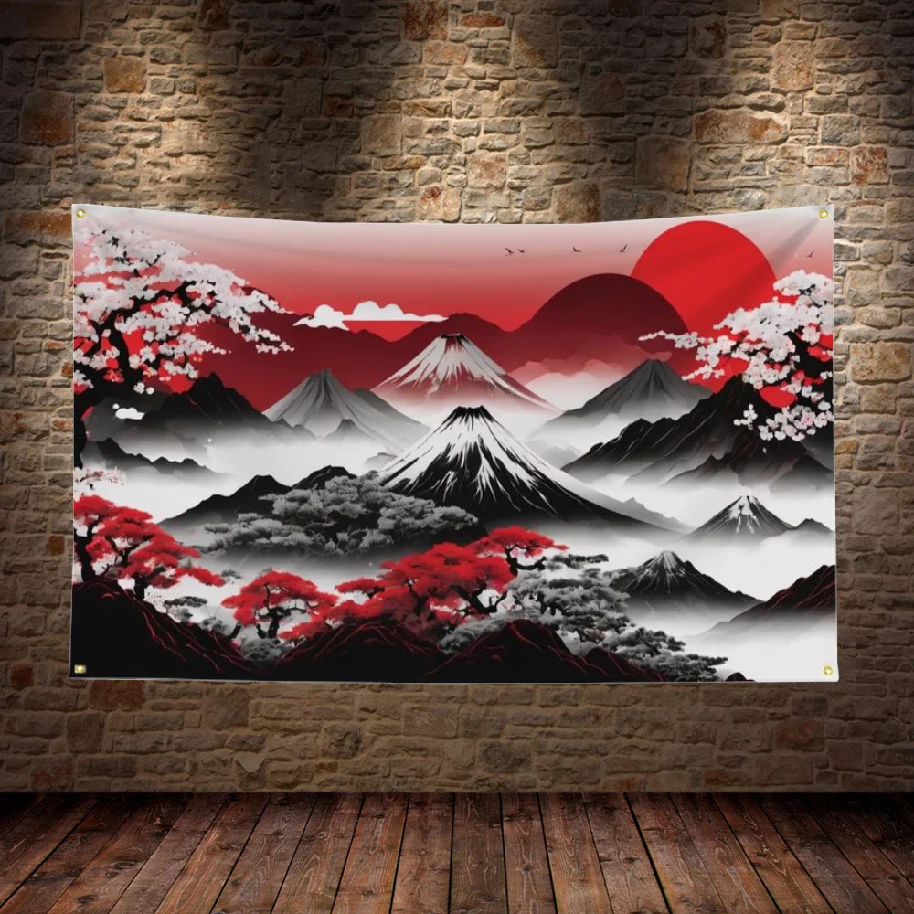 Japan Mountain Advertising Flag Home Garden World Flags and Banners 4th of July Decorations Pirate Party Fallout Turkey Em Hang