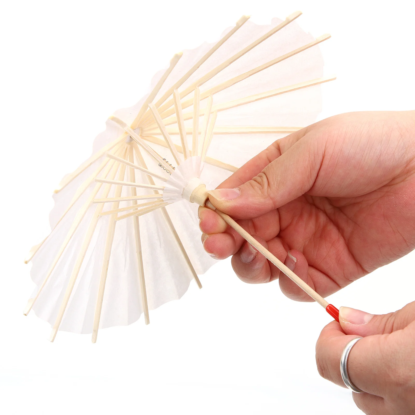 

5pcs Blank Oil Umbrella Diy Painting Crafts For Kids Wooden Handle White Paper Parasol Wedding Photo Props Decoration Unfinished