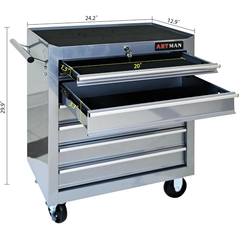 Multifunctionele rollende gereedschapskist met 7 laden, robuuste opbergwagen-organizer, mobiele gereedschapswagen voor werkplaats-efficiëntie