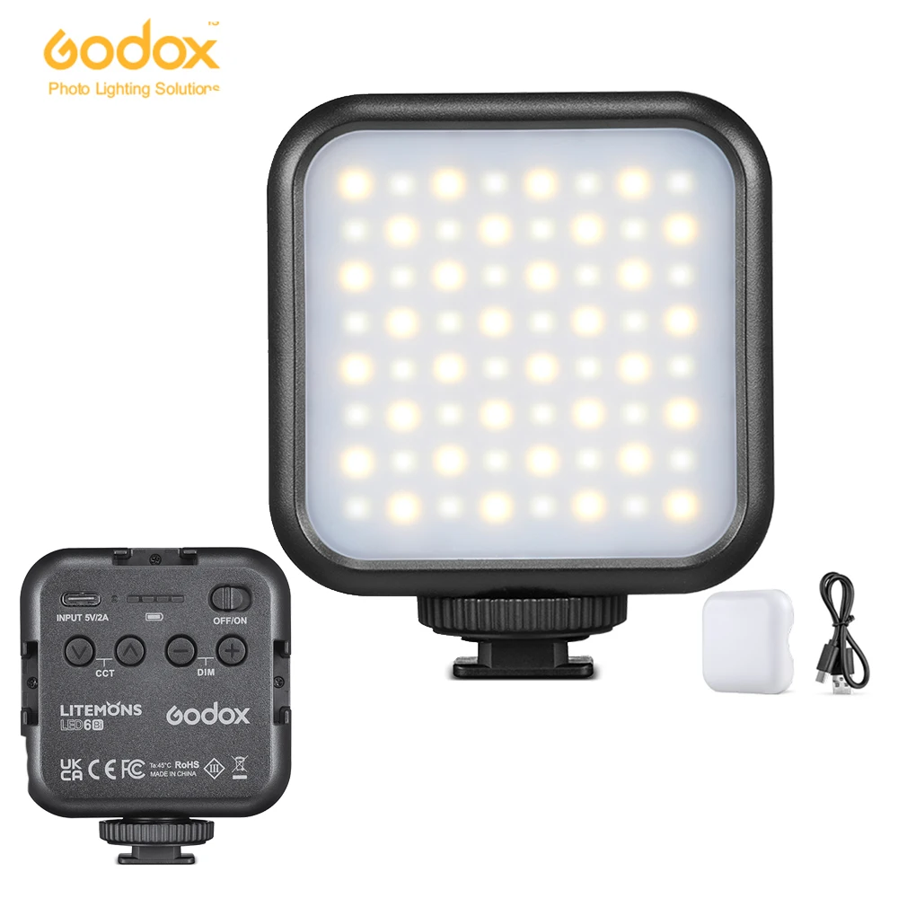 

Godox LITEMONS LED6Bi LED Video Light 3200K-6500K Rechargeable LED Camera Light CRI 95+ 13 FX Light Effects