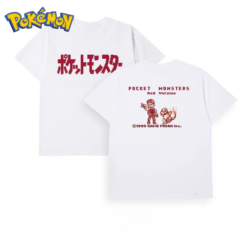 

Pokémon Red and Green Game Pixel Printing T-shirt for Men and Women Summer New Y2K Harajuku Loose Casual Trend Short-sleeved Top