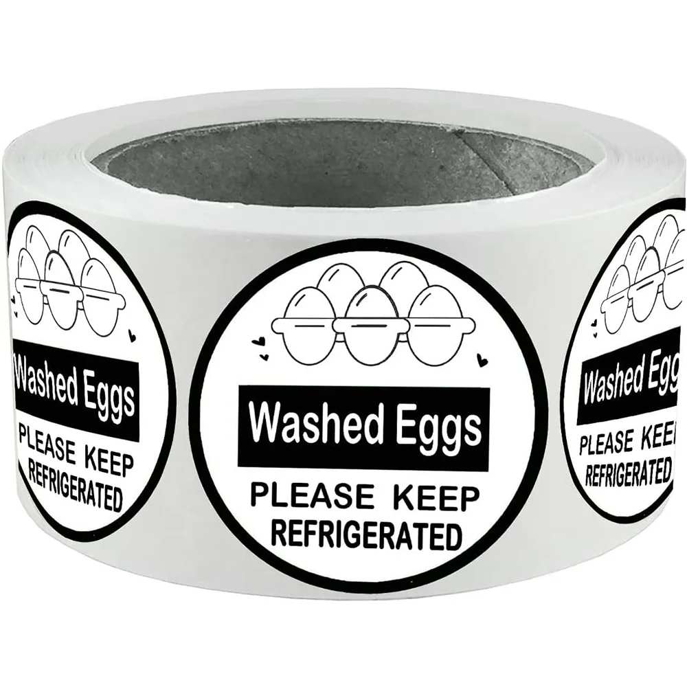 500Pcs Washed Eggs Please Keep Refrigerated Carton Label 2 Inch Self-Adhesive Farm Fresh Eggs for Chicken Duck Quail Egg