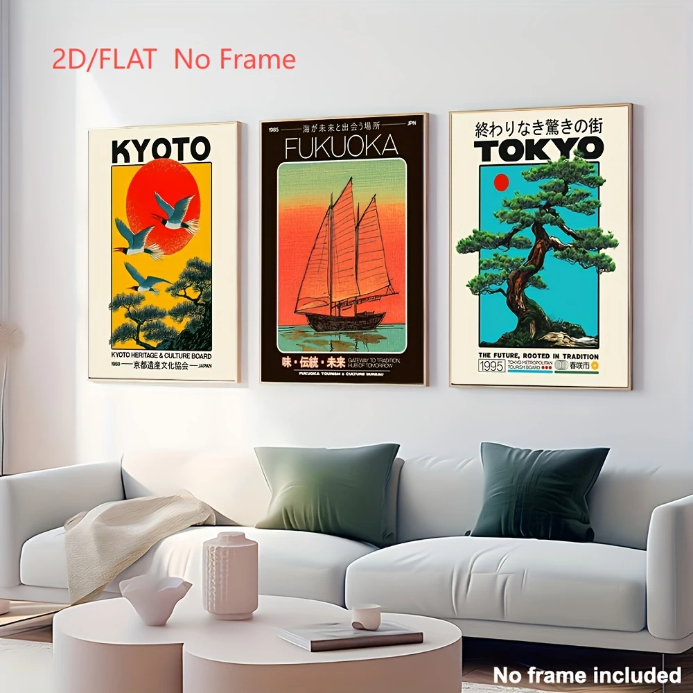 3 Buah/Set Poster Cetakan Kanv - Home Decor Japandi Style ulasan dan harga