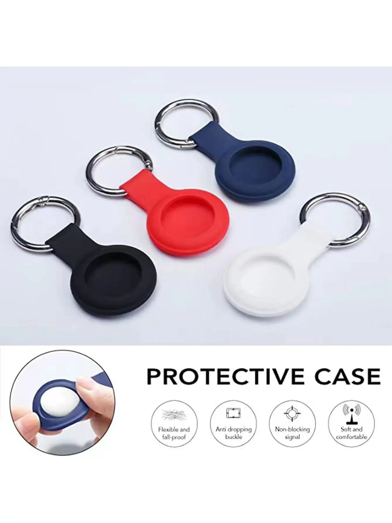 4pcs Cover for Apple Airtags Case Liquid Silicone Protective Shell tracker Accessories Anti-scratch Sleeve Keychain Air tag case