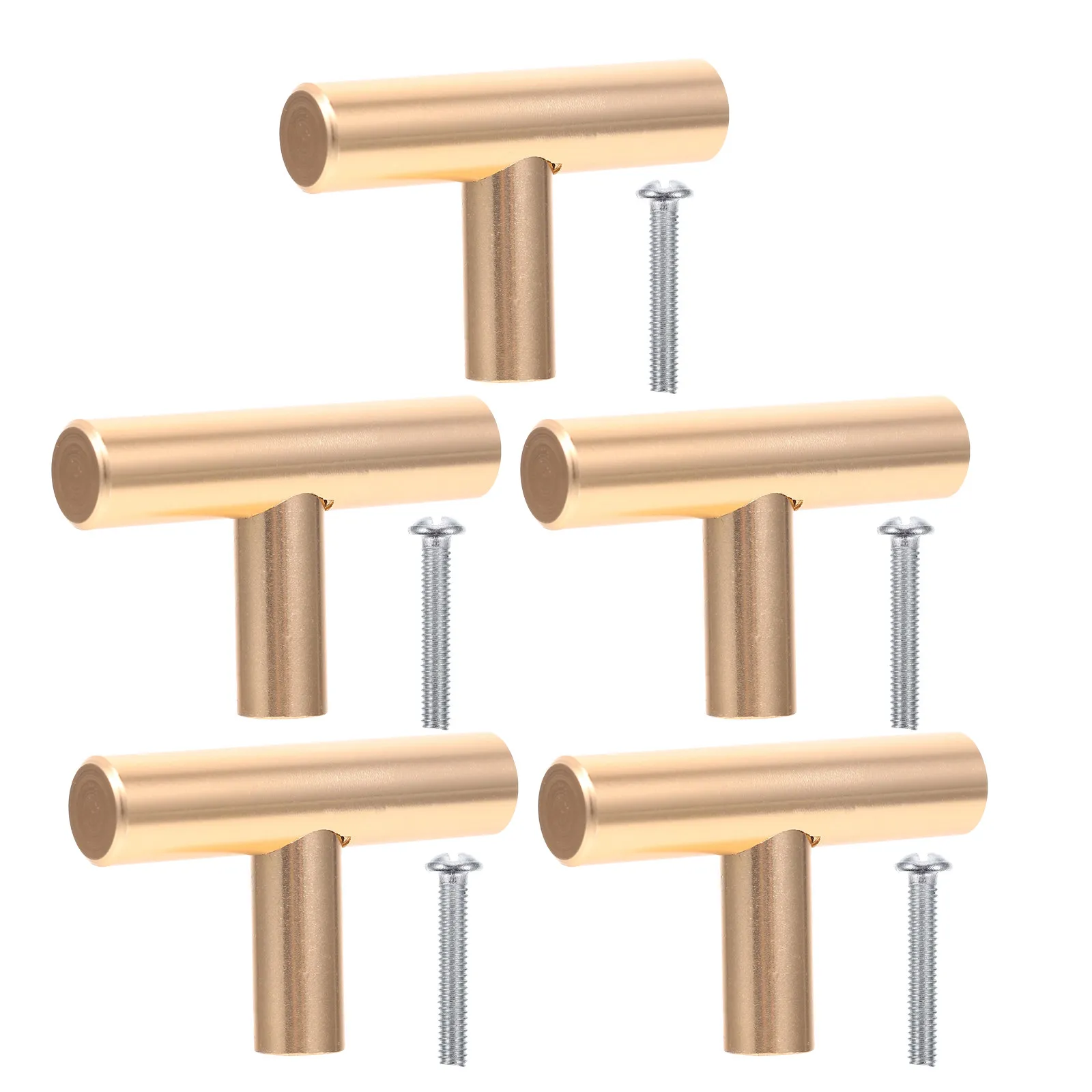 5Pcs Premium Aluminum Cabinet Pull Handles Golden Retro Style Smooth Surface Drawer Pulls for Kitchen Bedroom Dresser Wardrobe