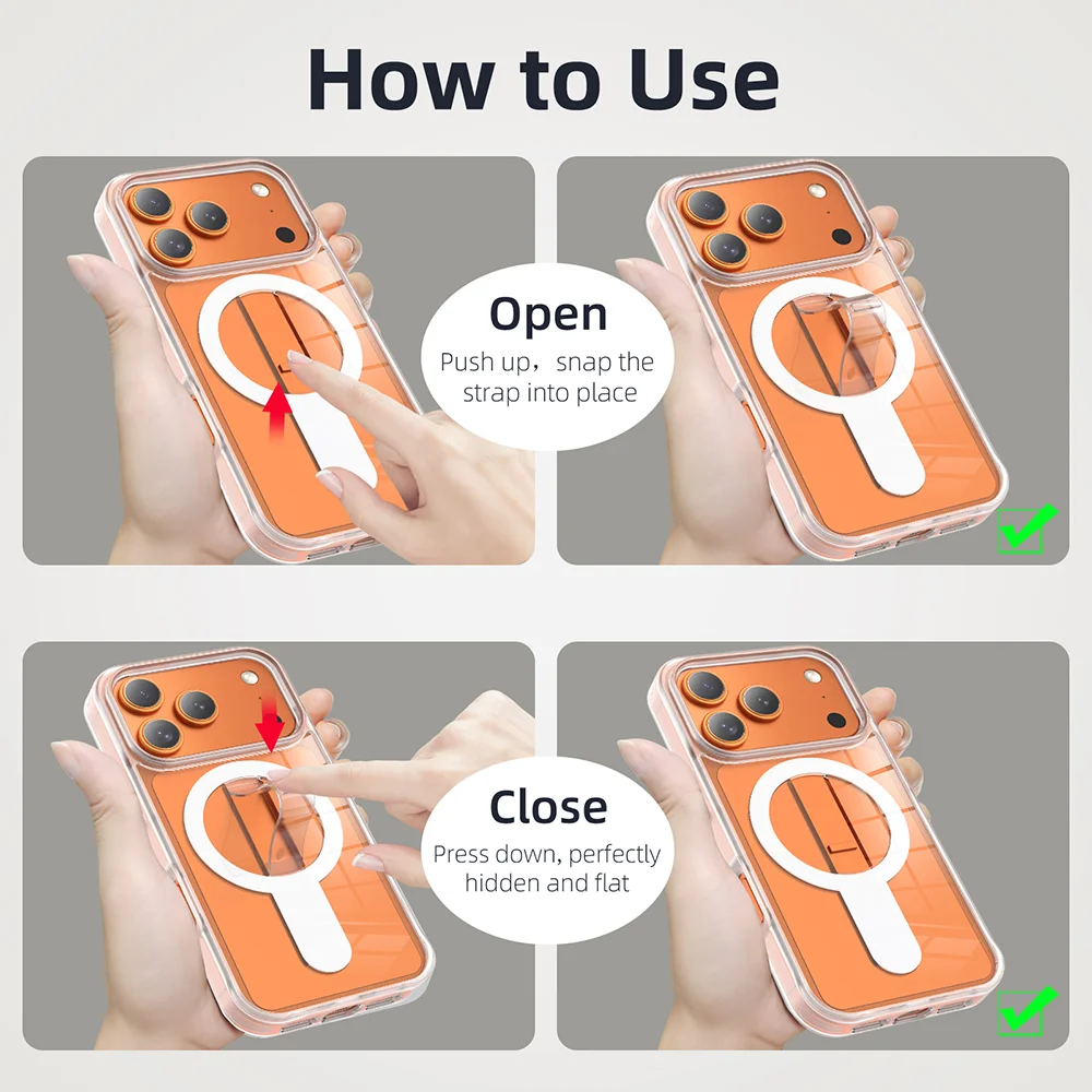 حامل مغناطيسي Ultra Grippopso لهاتف iPhone 17 Air 16 Pro Max [متوافق مع MagSafe] حلقة هاتف شحن لاسلكي Co