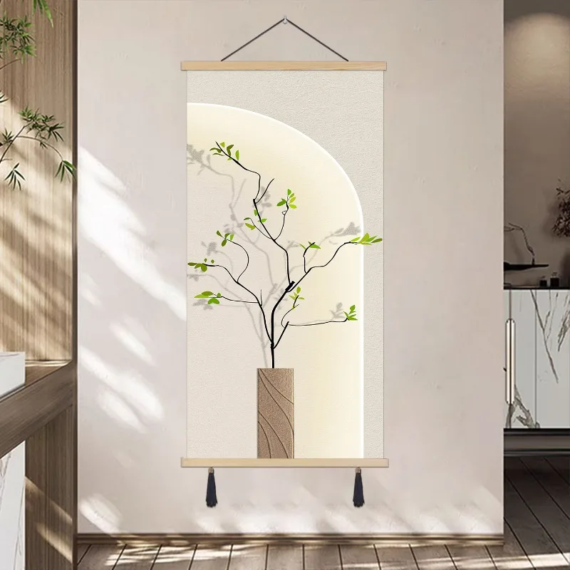 Scandinavian Minimalist Wall Art Green Plant Shadow Print for Home Office Cafe Wall Decor Living Room