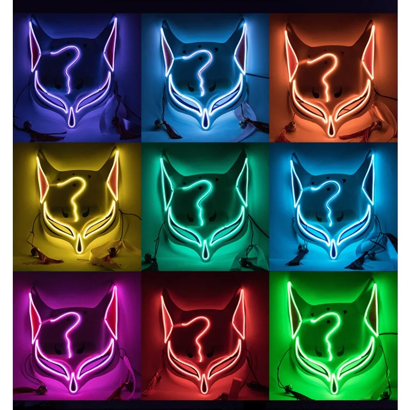 หน้ากากเรืองแสงไฟ LED สำหรับ seluruh wajah คอสเพลย์หน้ากากสัตว์เรืองแสงสำหรับบาร์งานเลี้ยงวันเกิดอุปกรณ์ตกแต่งเทศกาลบรรยากาศอุปกรณ์ประกอบฉาก