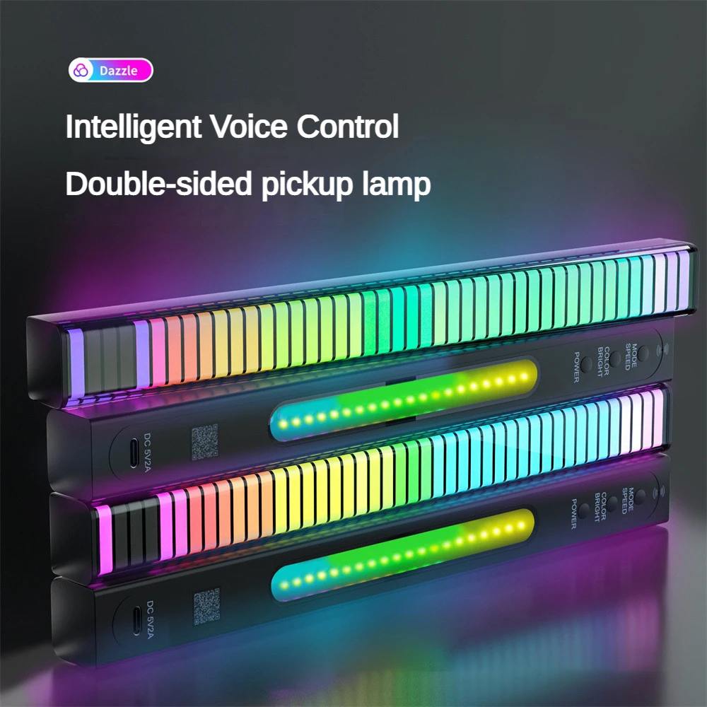 Desktop Atmosphere Light LED RGB Voice-Controlled Computer Car Spectrum Music Rhythm Lights Cool 3D Pickup Safer Night Lights