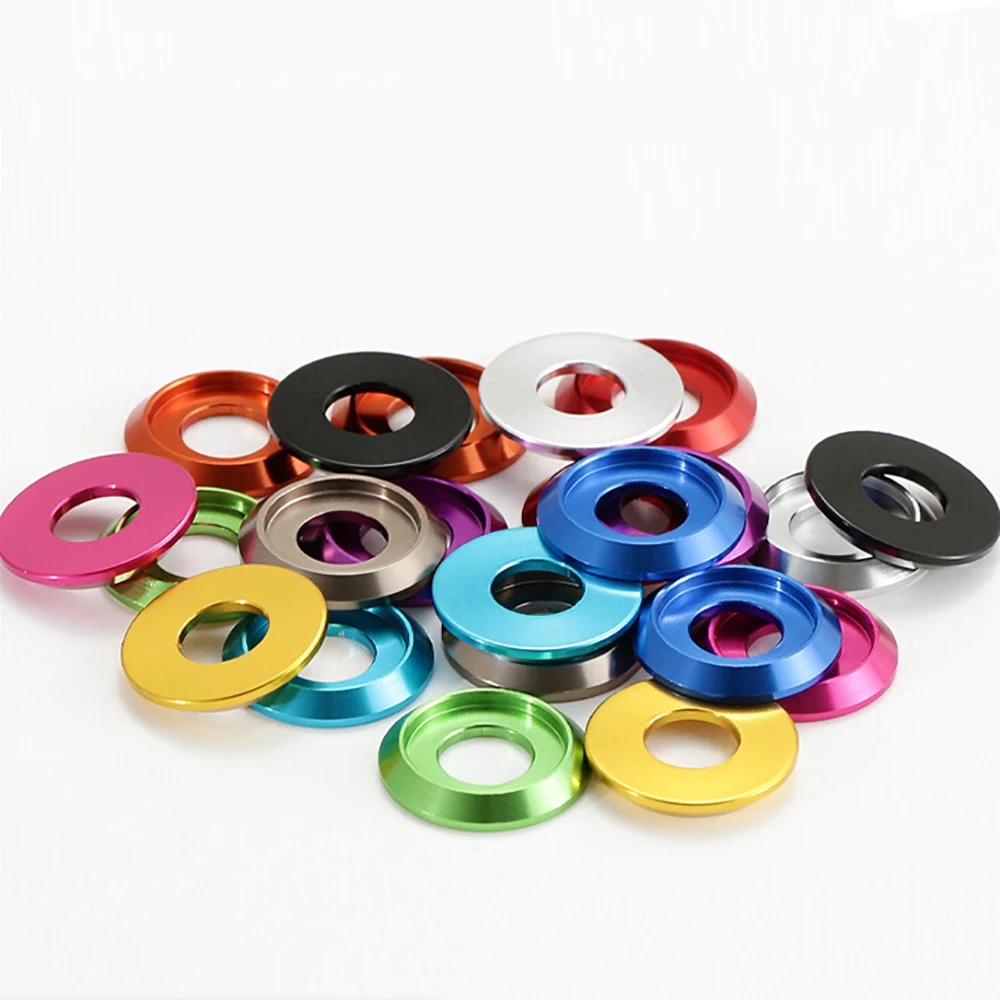 5/10Pcs M2 M2.5 M3 M4 M5 M6 M8 Aluminum CNC Anodized Washer Colourful Aluminum Cup Head Washer For Button Head Screws Bolts