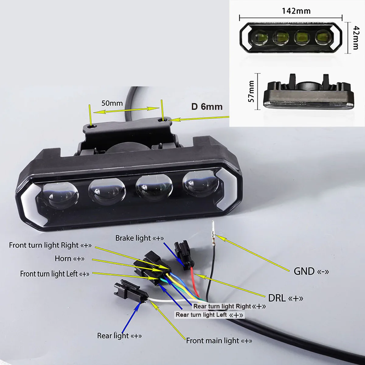 30-85V Front Light EEB26 for E-bike / Turn Lights / Horn / DRL