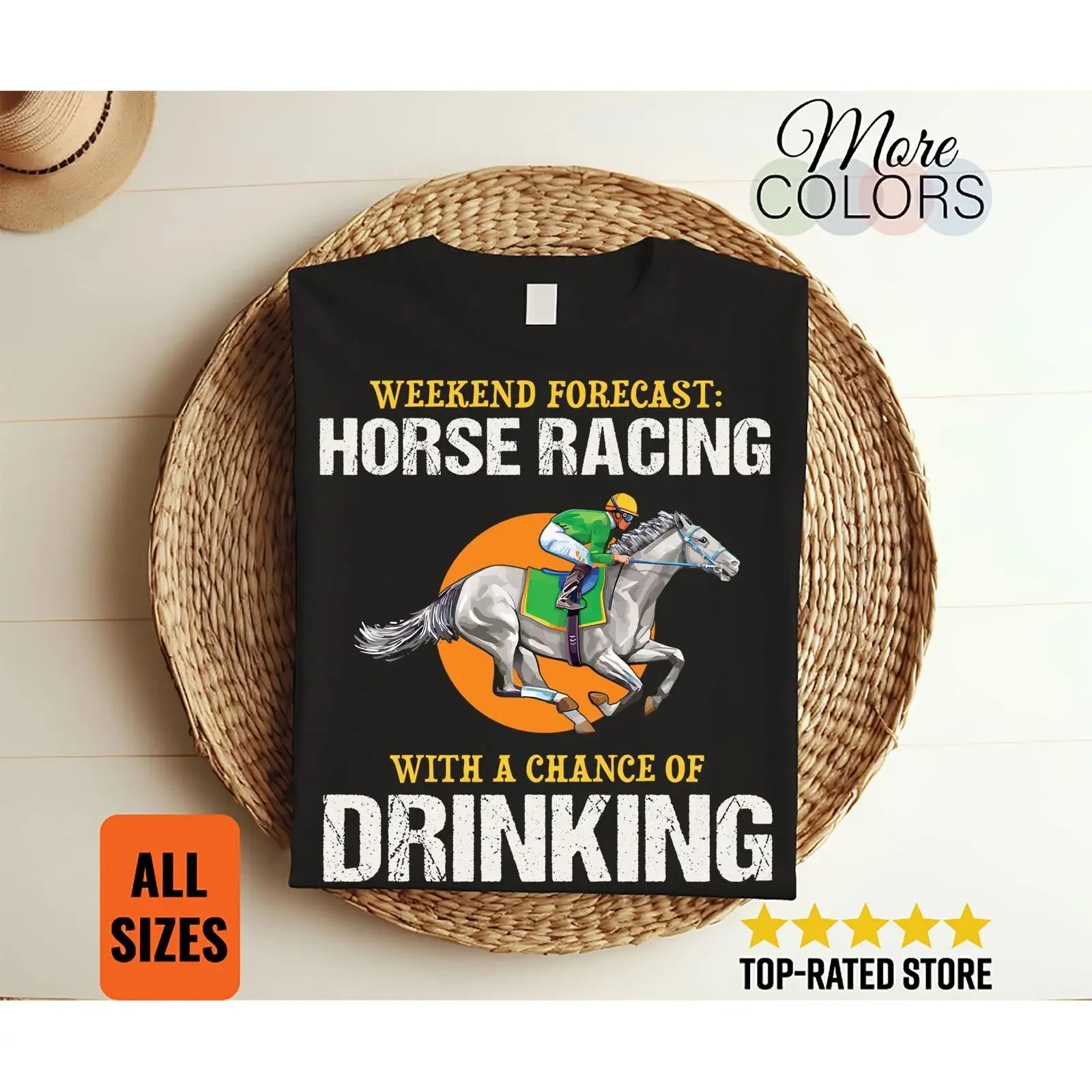 Weekend Forecast Horse Racing With A Chance Of Drinking T Shirt Funny Jockey Race Equestrian For Gambler Lovers vintage Washed