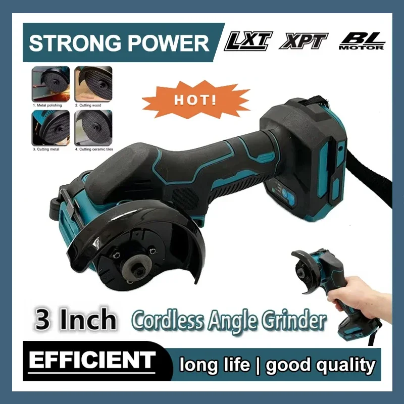 

18V Battery 3 Inch Mini Angle Grinder Cutting Machine Cordless Electric Grinding Polishing Cutting Power Tools Fit Makita