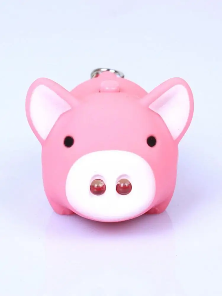 Porte-clés cochon Animal mignon, lumière LED, son, pendentif de sac de voiture, décoration, éclairage d'urgence