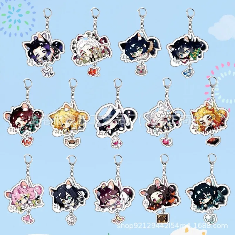 

Акриловый двухсторонний брелок Demon Slayer Kamado Tanjiro Zenitsu Agatsuma, товары в стиле аниме, оптовая продажа, оптовая продажа, аксессуары, кулон