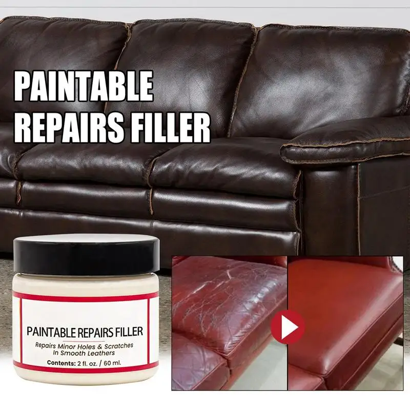 Leather Filling Paste 60ml Natural Leather Filler Repair Compound Leather Restoration Cream For Tears Crack Burns Holes Filler