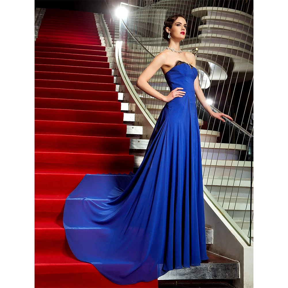 A-Line Celebrity Style Inspired by Emmy Vintage Inspired Formal Evening Military Ball Dress Strapless Sleeveless Sweep / Brush T