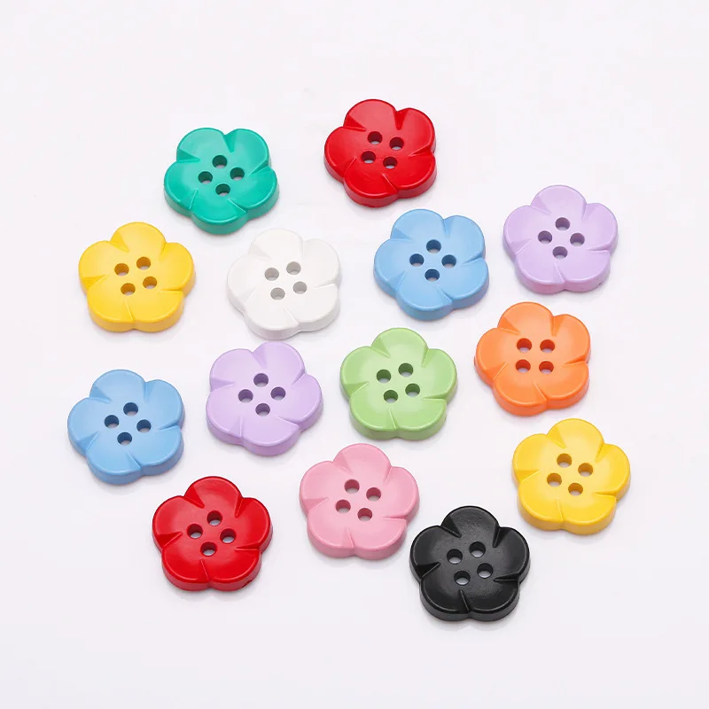 10pcs Resin Flower Buttons Color Children\'s Clothing DIY Decorative Button Sweater Cute Cartoon Four Eye Hand Sewn Button