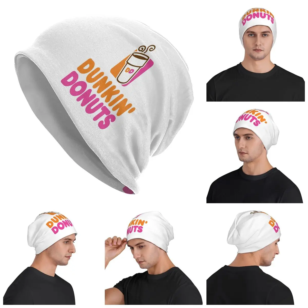 

Dunkin Donuts Warm Knitted Cap Hip Hop Bonnet Hat Autumn Winter Outdoor Beanies Hats for Unisex Adult