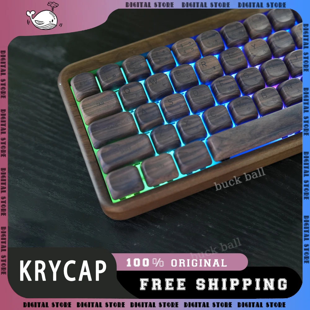 133 Keys Walnut Wood Theme Keycaps Wood Grain Five Sided Heat Sublimation MOA For 61/64/68/100 Cherry Gaming Mechanical Keyboard