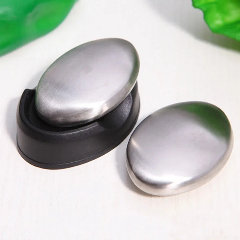 1pc Stainless Steel Oval Soap: Hand Odor & Garlic Fish Odor Removal - Home Essential