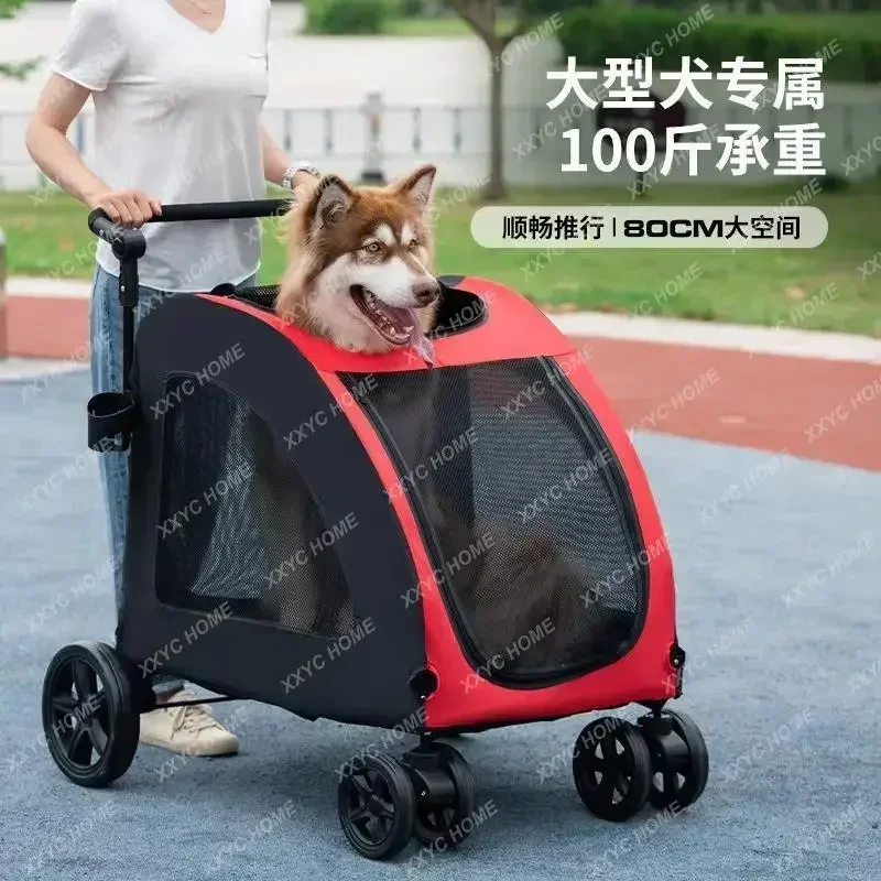 Pet cart walking dog elderly dog cat out trolley foldable pet cart